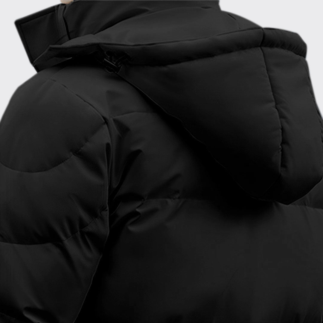NNEAGS abbee Black 3XL Winter Hooded Overcoat Long Jacket Stylish Lightweight Quilted Warm Puffer Coat