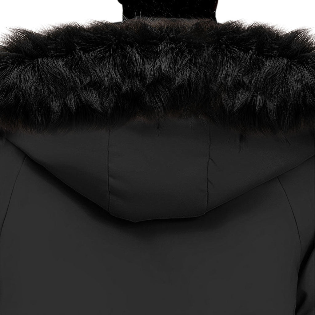 Black 2XL Winter Fur Hooded Thick Overcoat Jacket Stylish Lightweight Quilted Warm Puffer Coat