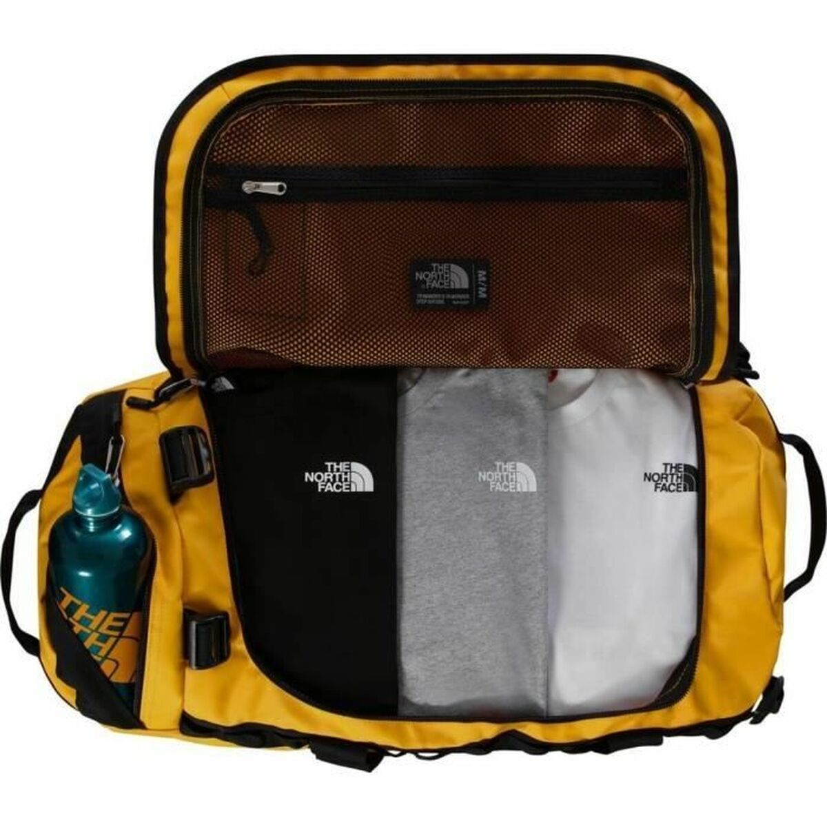 Duffelbag The North Face Base Camp 71L, vattentålig, gul och svart