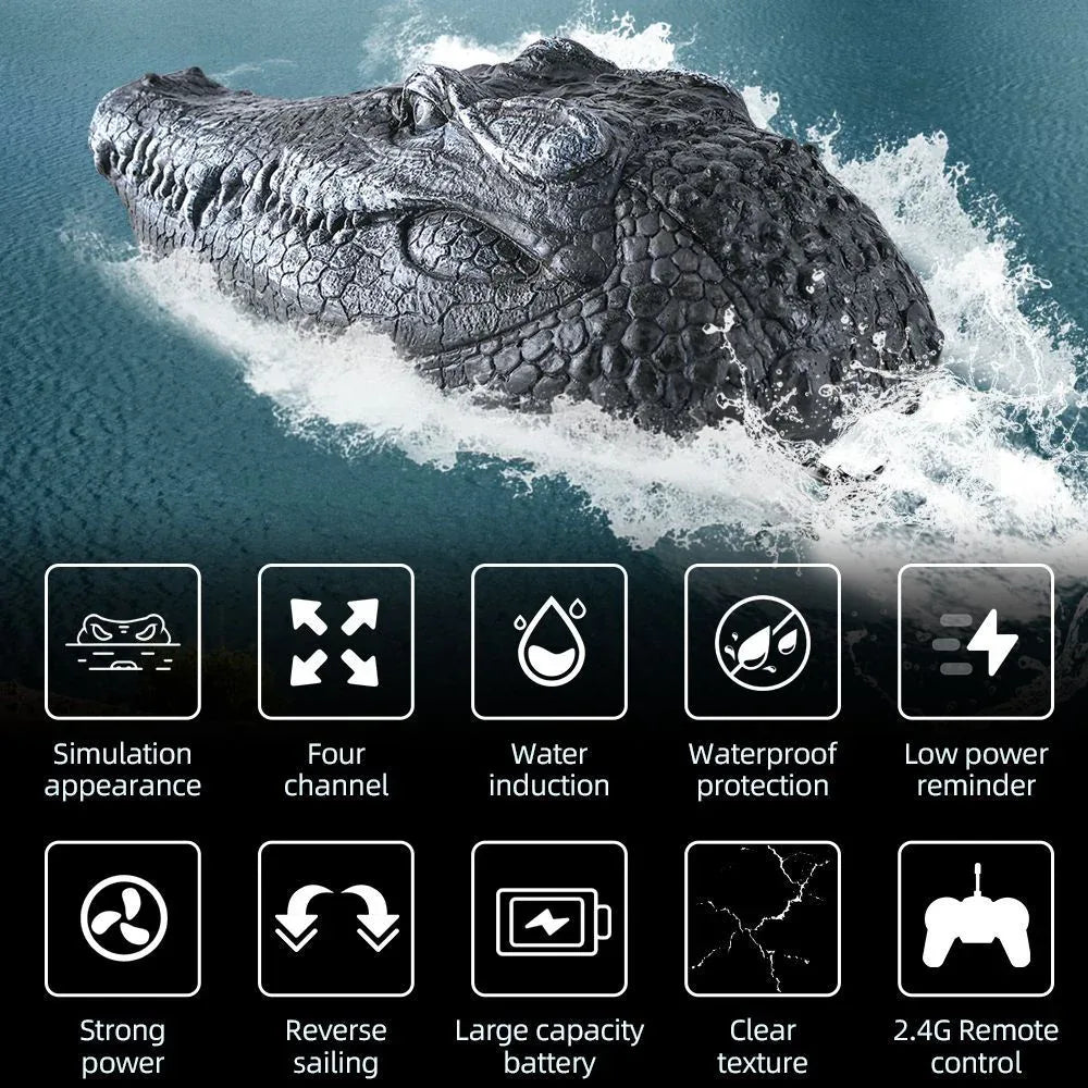 Simulated Crocodile Head Remote-Controlled Water Boat Toy