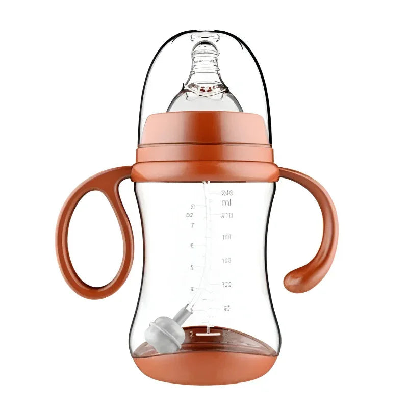 Baby Feeding Supplies Cup Silicone Feeding Bottle With Two Handles And Straw