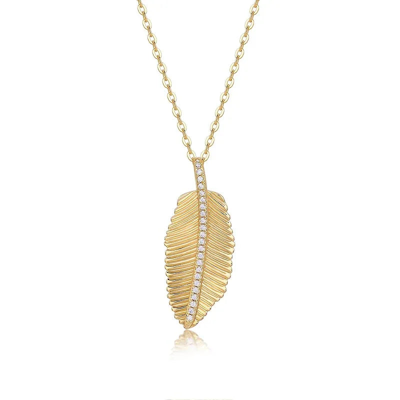 Top-Quality Moissanite Fallen Leaf Starlight Pendant SS925 Silver And Gold-Plated Necklace
