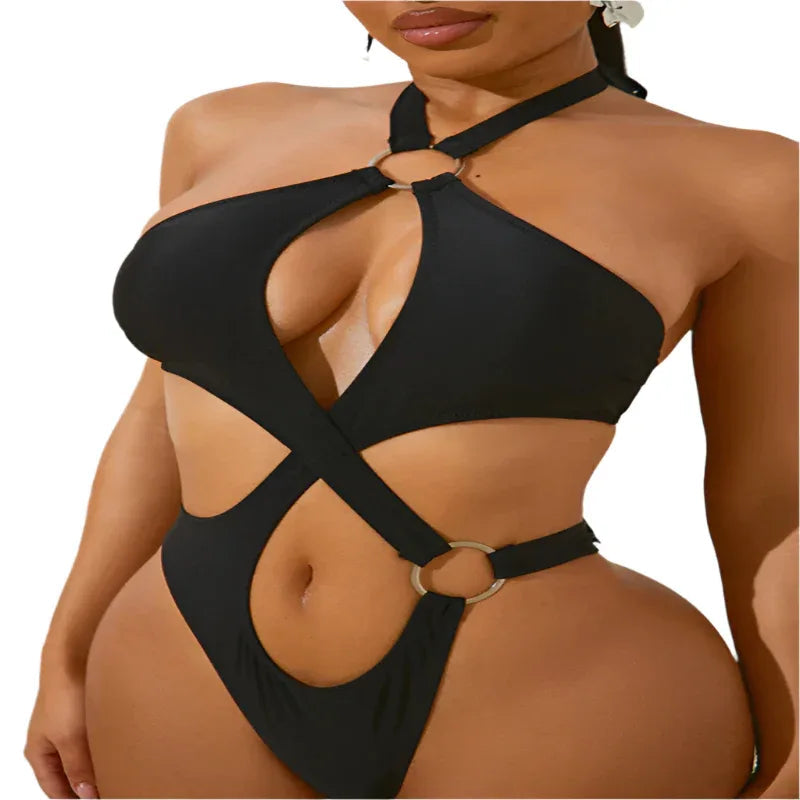 European And American Summer Sleeveless Lace-Up One-Piece Women's Swimsuits