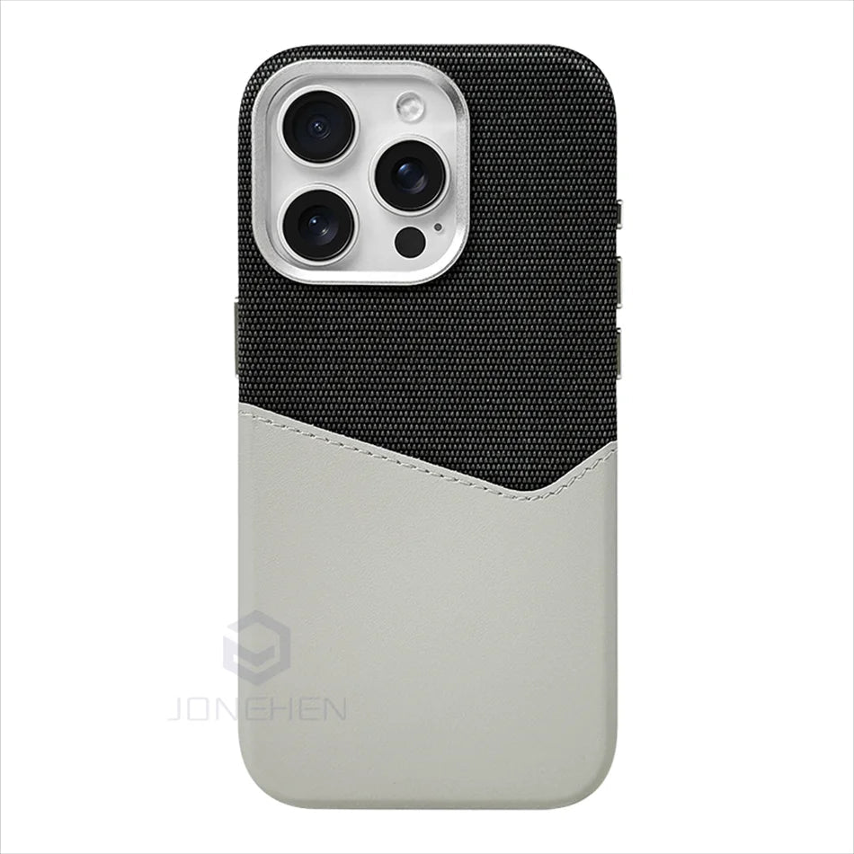 Magnetische Lederhülle mit Kartenhalter für iPhone