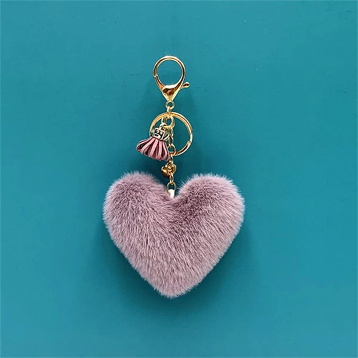 Fluffy Heart Tassel Key Charm