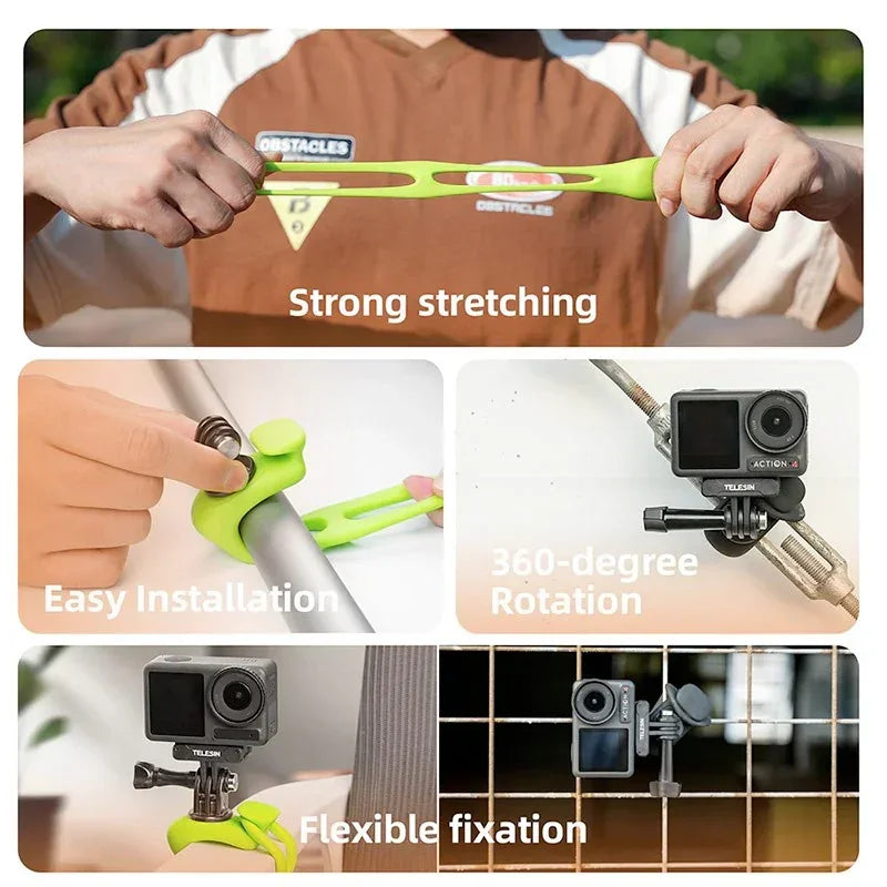 Telesin Flexibelt Silikonfäste 360° till Kamera - Svart