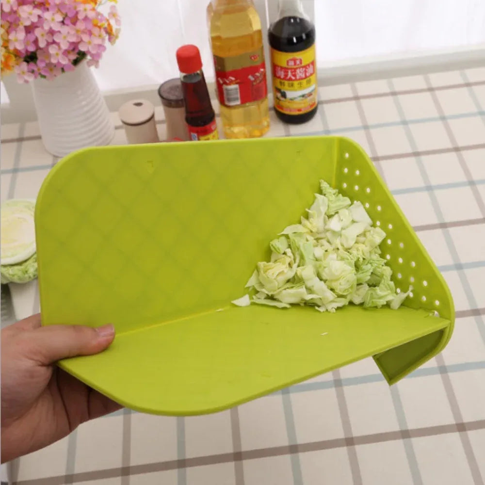 Plastic 2 in 1 Cutting Board and Drainer Foldable Chopping Mat With Hanging Hole and Safety Lock