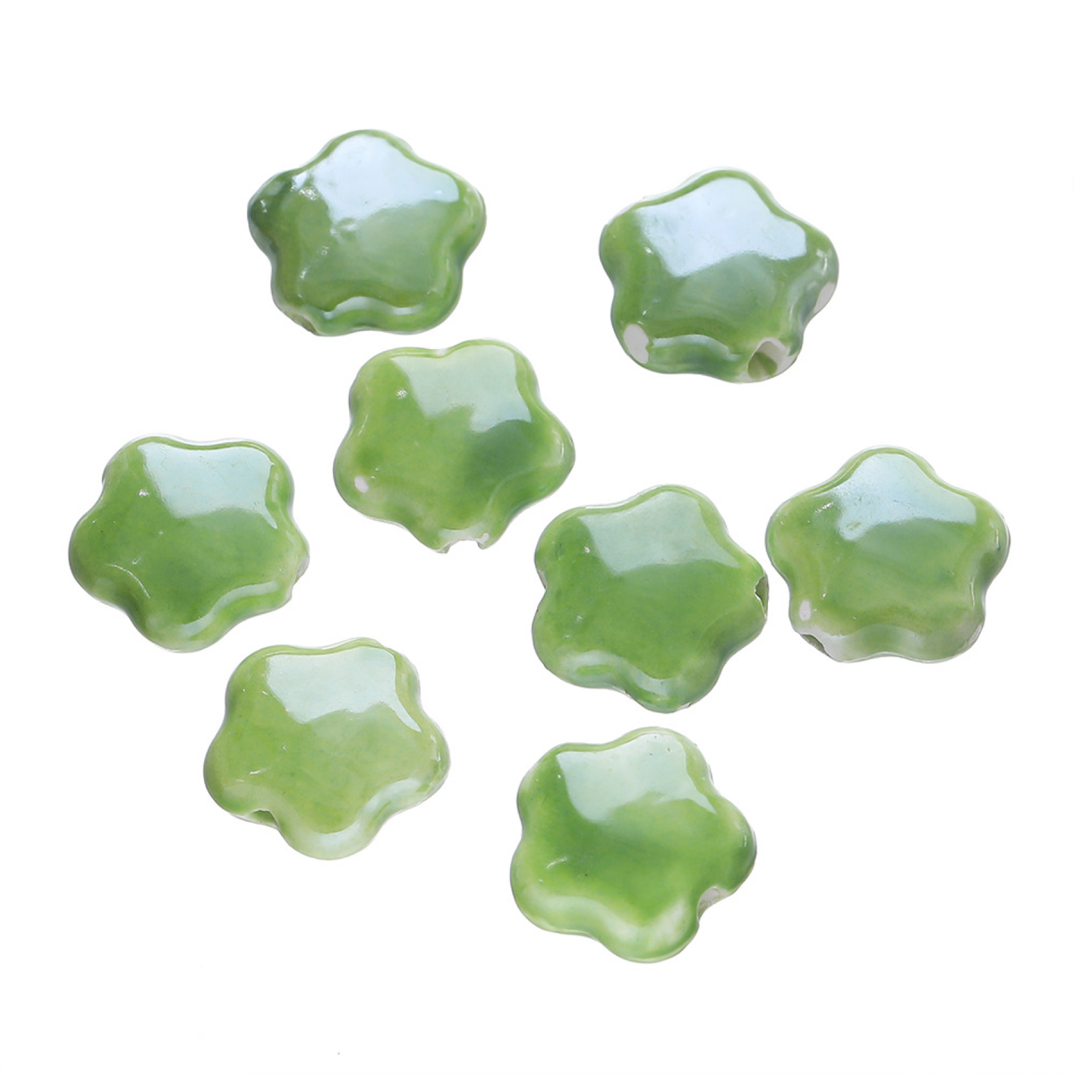 Five-Petal Ceramic Flower Beads, 10-Pack