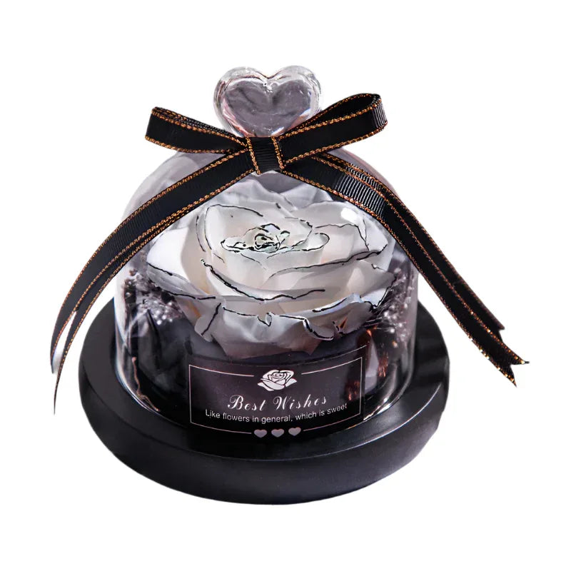 Romantic Flowers Home Decor Rose With LED Glass Valentine's Day Couples Gift