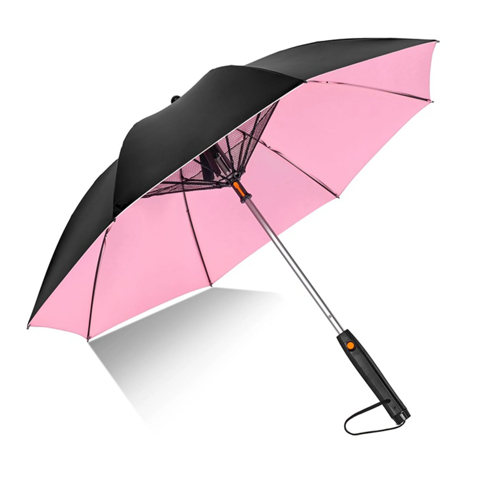 Tragbarer Regenschirm mit Ventilator und Sprühfunktion