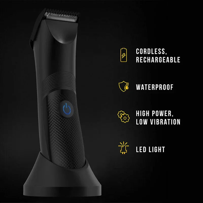 Versatile Waterproof Electric Groin Pubic Hair Beard Trimmer Shaver