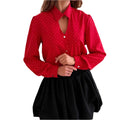 Women's V-Neck Rhinestone Single-Breasted Top
