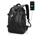 Men's Leather USB Charging Backpack
