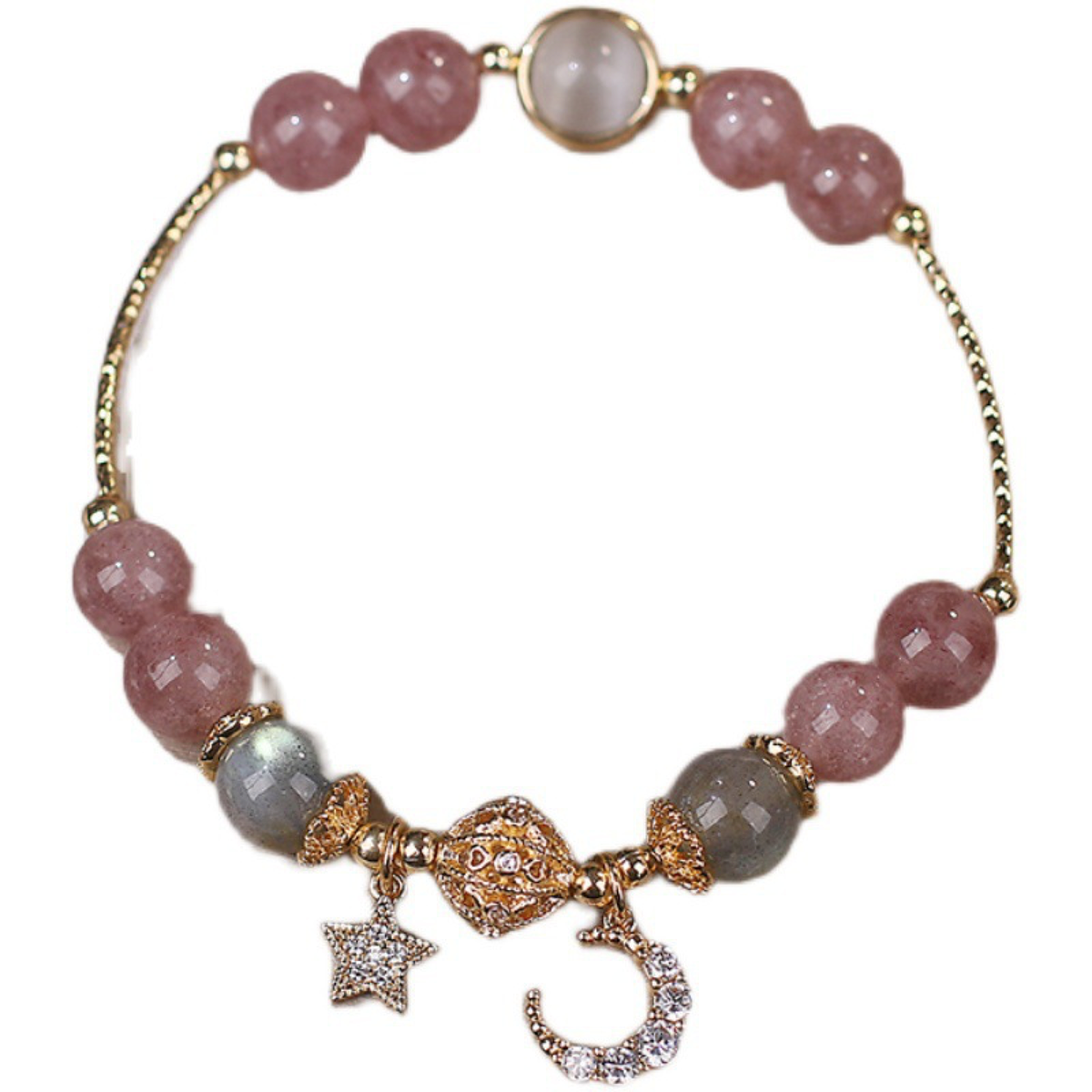 Moon-and-Star Beaded Charm Bracelet