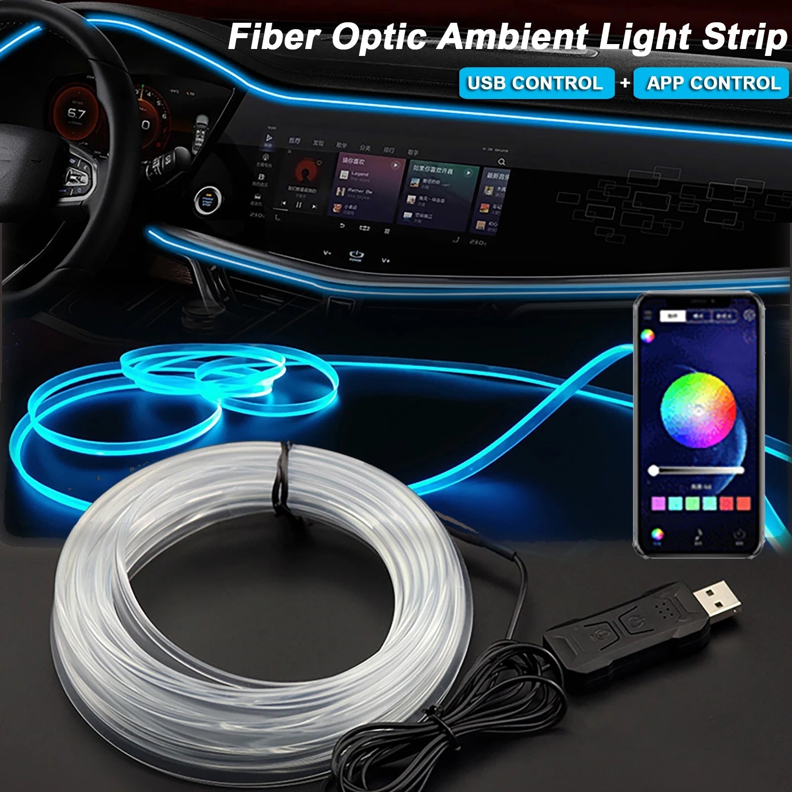 RGB-LED-Lichtleiste für den Fahrzeuginnenraum