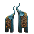 Blue & Gold Elephant Figurine Pair