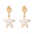 White Starfish Drop Earrings