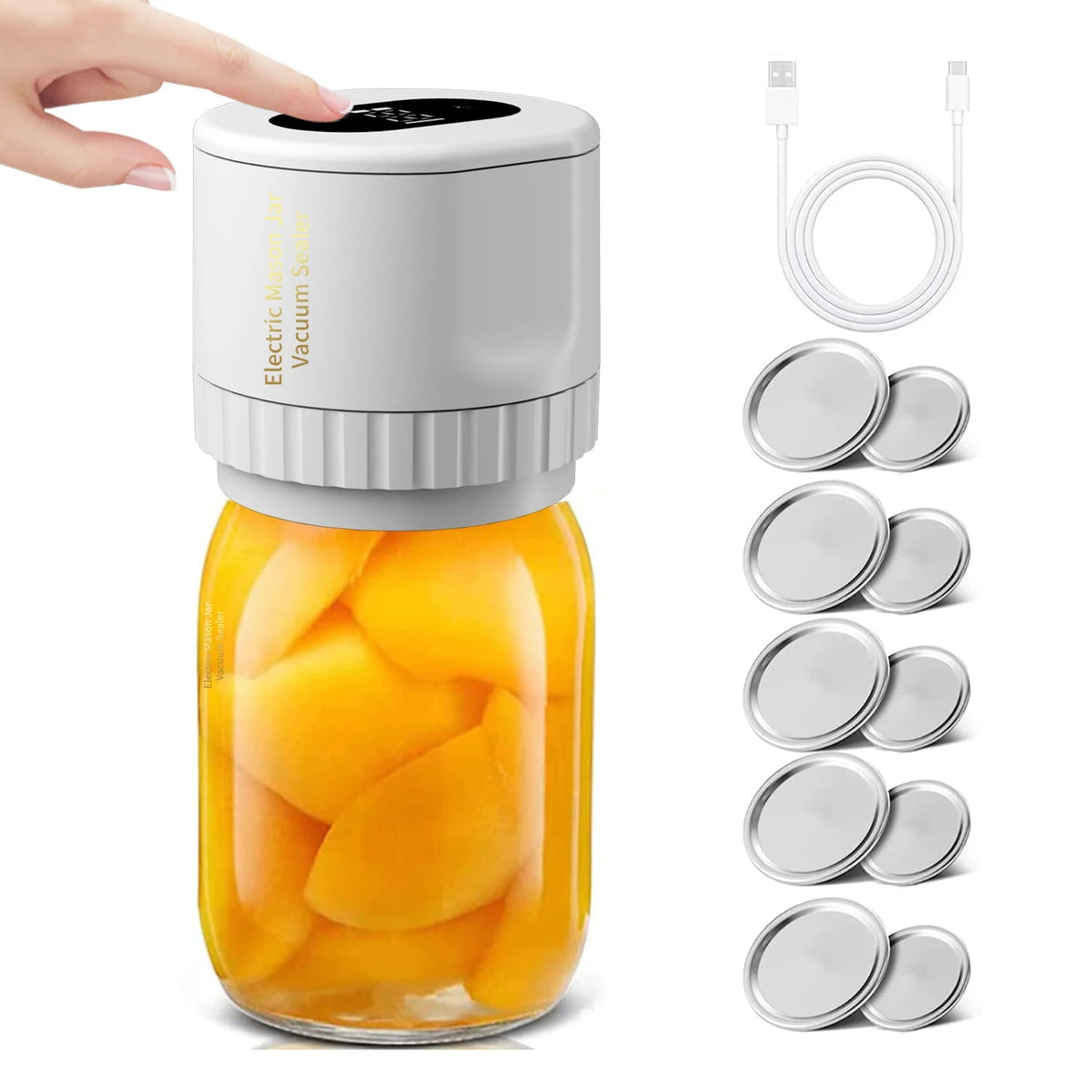 Electric Mason Jar Vacuum Sealer Jar Vacuum Sealer Kit Cordless Canning Vacuum Sealer Electric Automatic for Home Kitchen Tools
