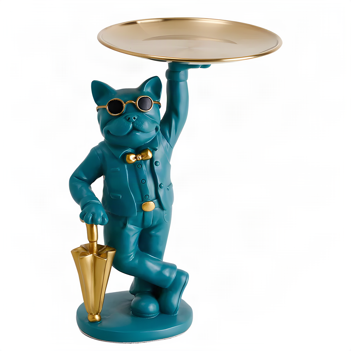 Green Bulldog Storage Tray Figurine