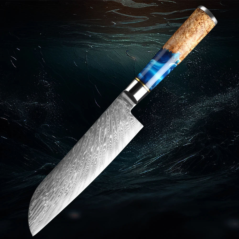 7-Zoll-Kochmesser Santoku aus VG10-Damaststahl
