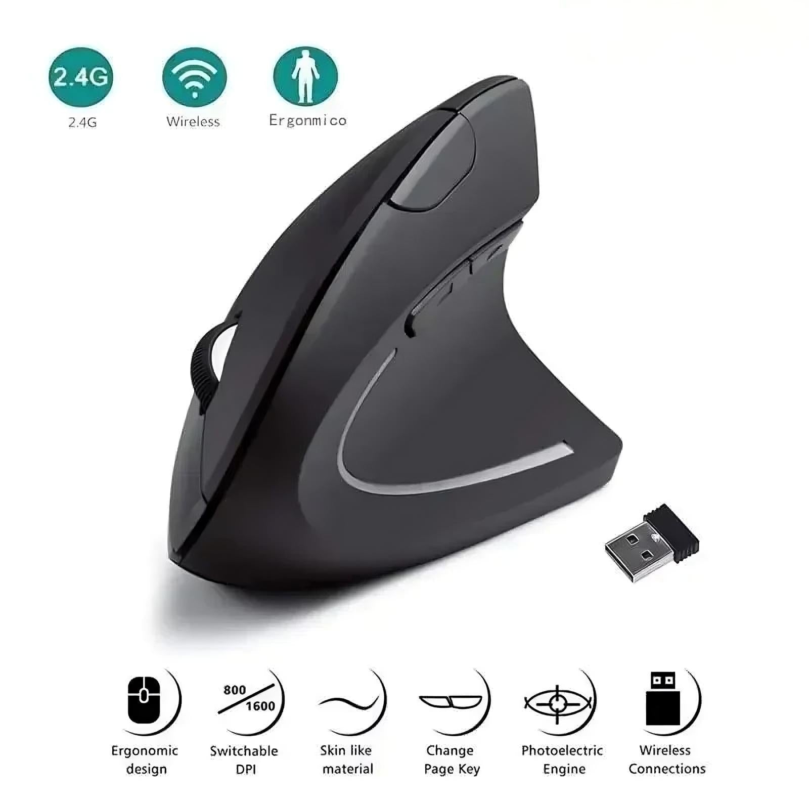 Vertikale ergonomische kabellose Maus
