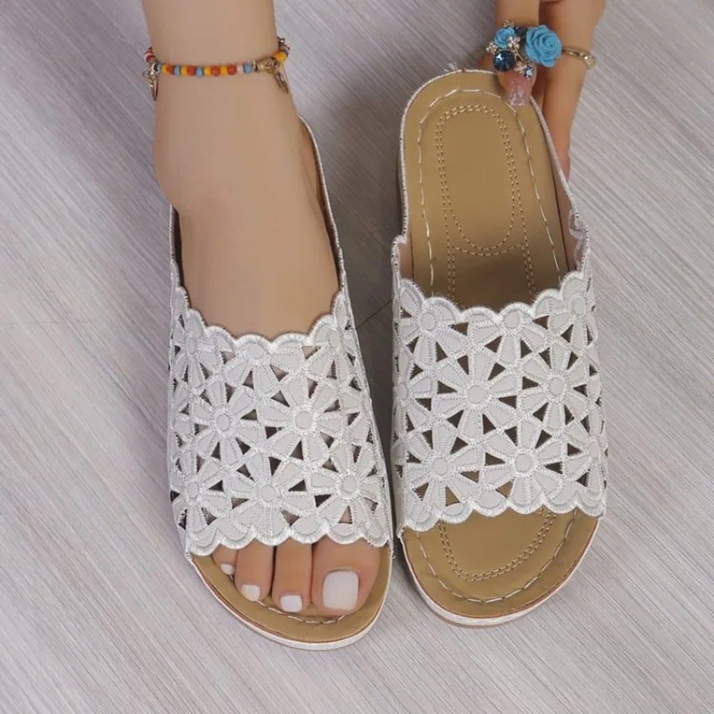 Floral Cutout Slide Sandals