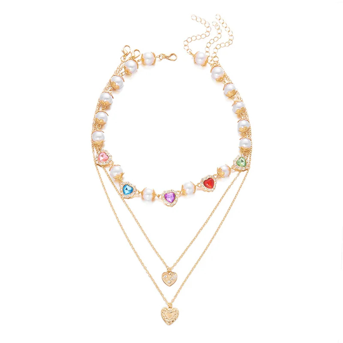 Colorful Heart Pearl Necklace