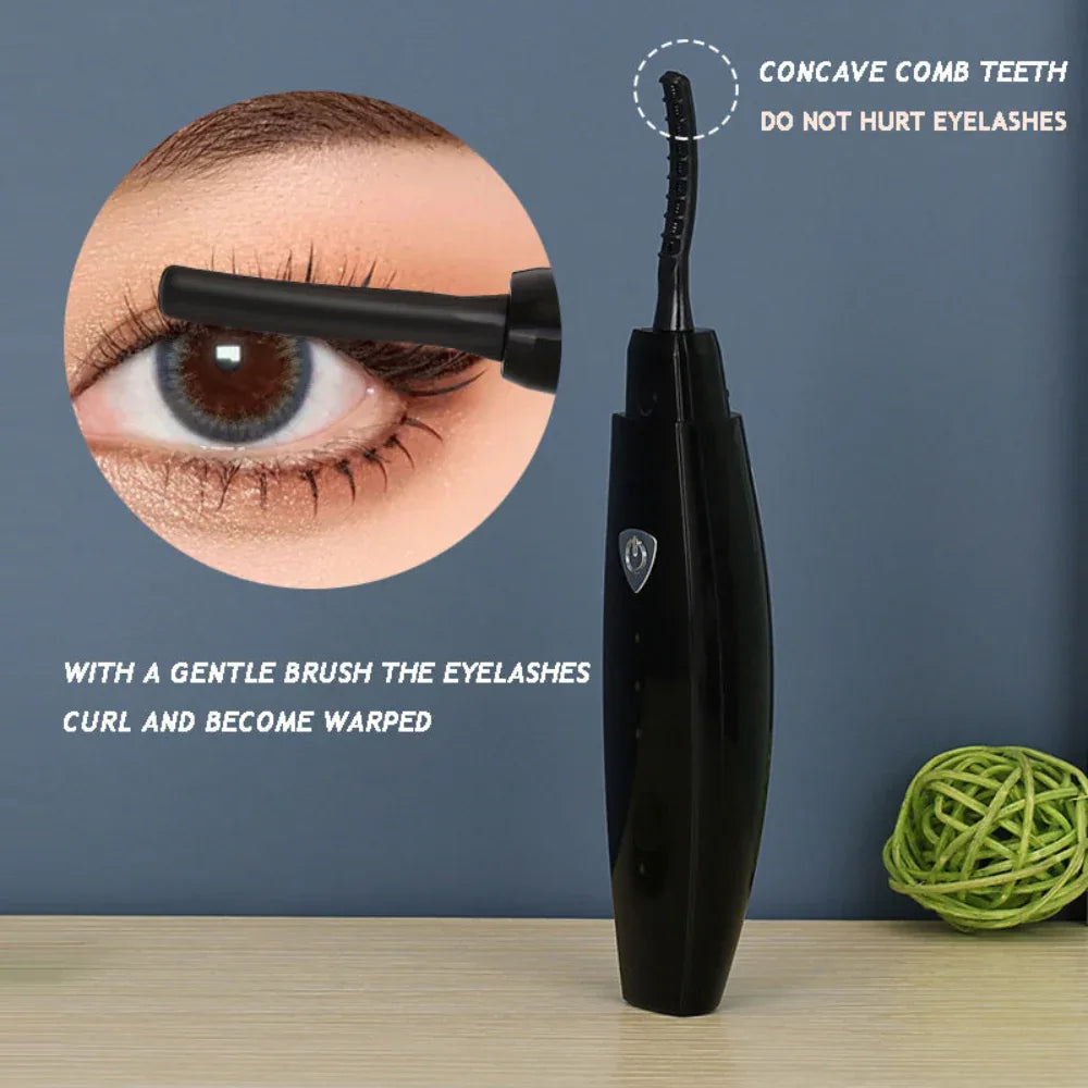 Electric Quick Heated USB Rechargeable Eyelash Curler Long Lasting Makeup Tool