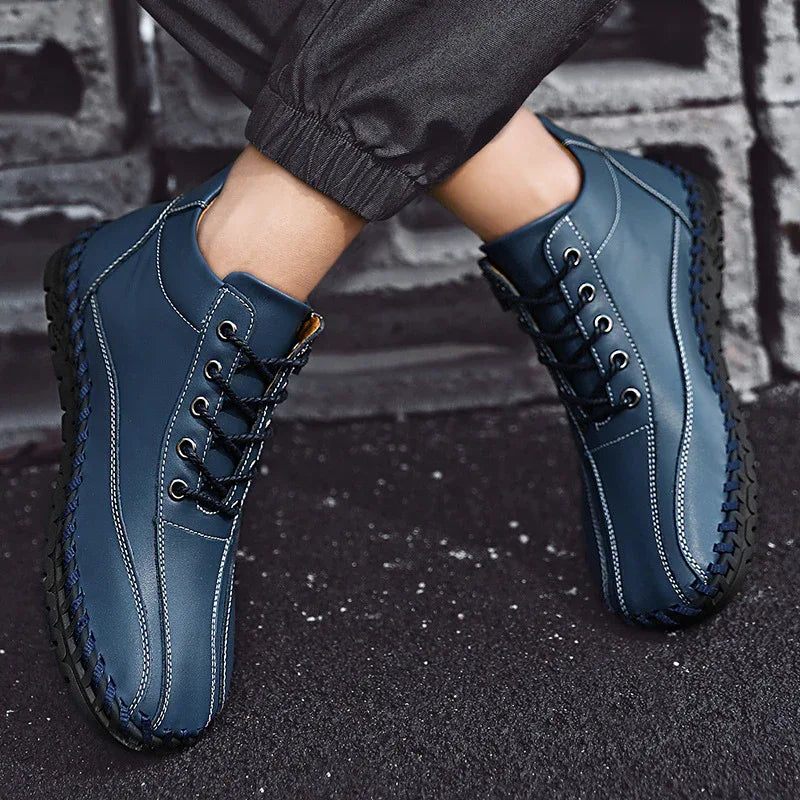 Autumn And Winter Mid-Top Men's Work Shoes With Side Zipper