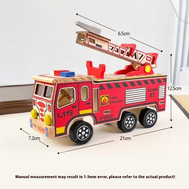 Colorful Wooden Fire Truck Children's Toy