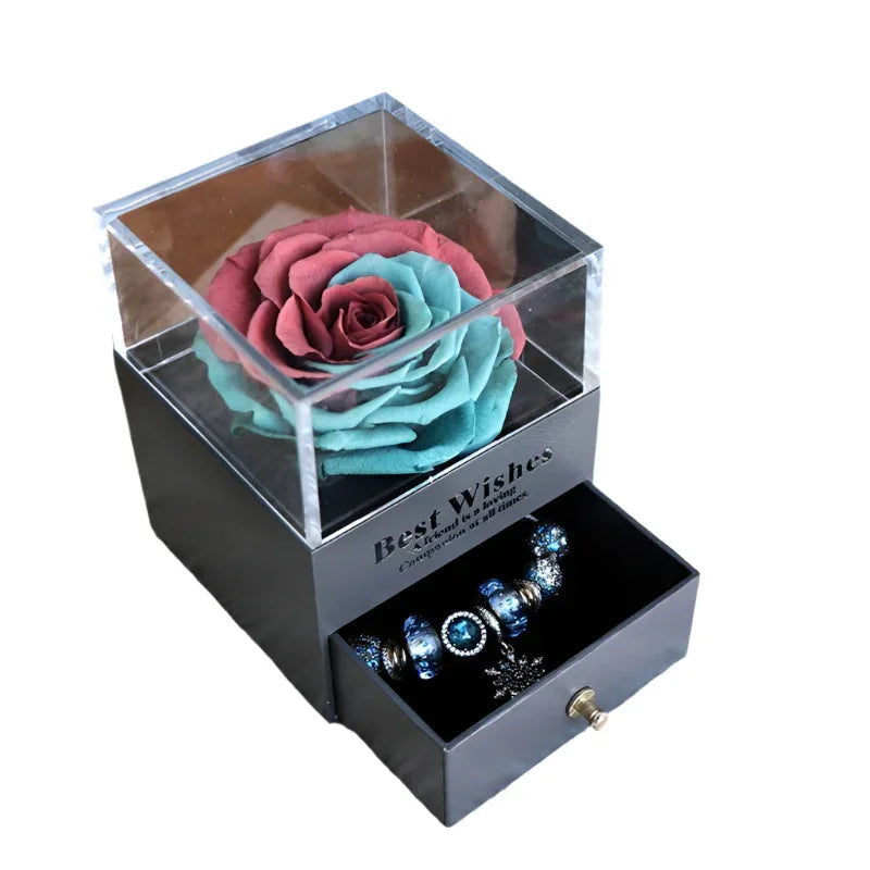 Eternal Romantic Flower Rose Jewelry Box for Birthday Presents Valentines Day Wedding Gift