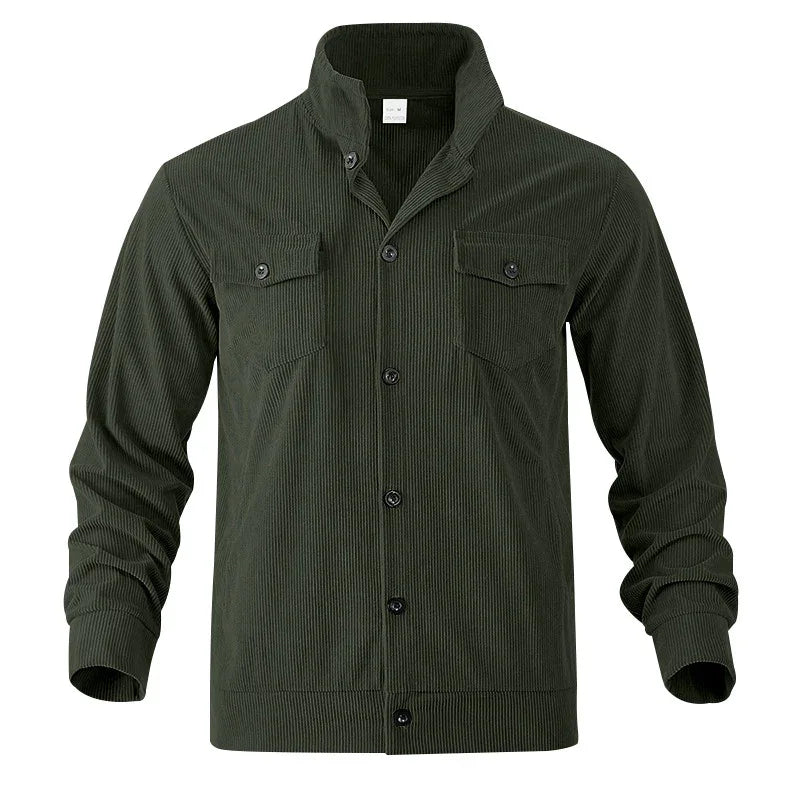 Simple Versatile Multi-Pocket Long Sleeve Stand-Up Collar Jacket Men's Clothing