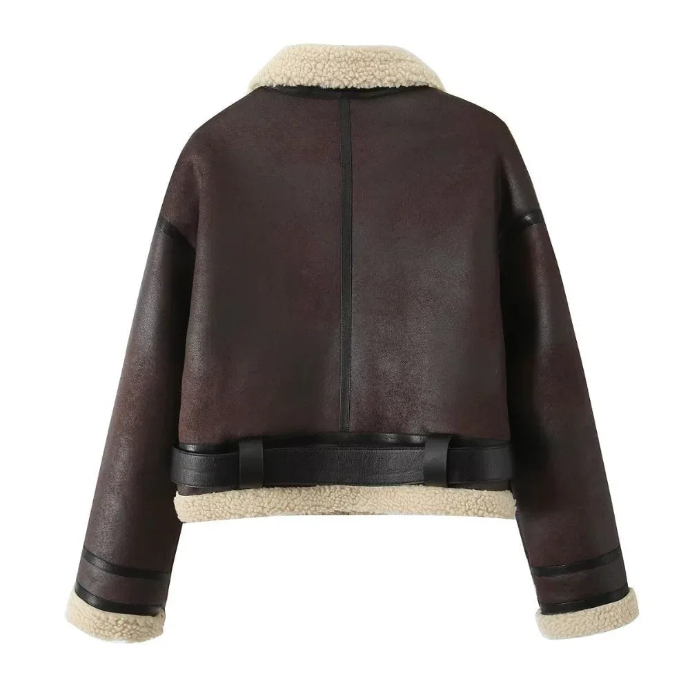 Fur Integrated Lapel Thickening Warm Double-Sided Casual Women's Jackets