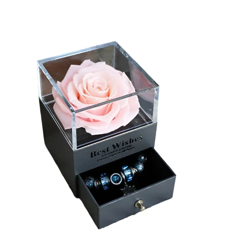 Eternal Romantic Flower Rose Jewelry Box for Birthday Presents Valentines Day Wedding Gift