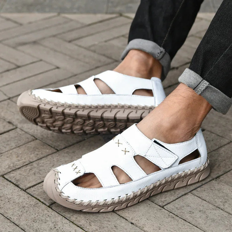 Men's Shoes Casual Hand-Stitched Velcro Sandals