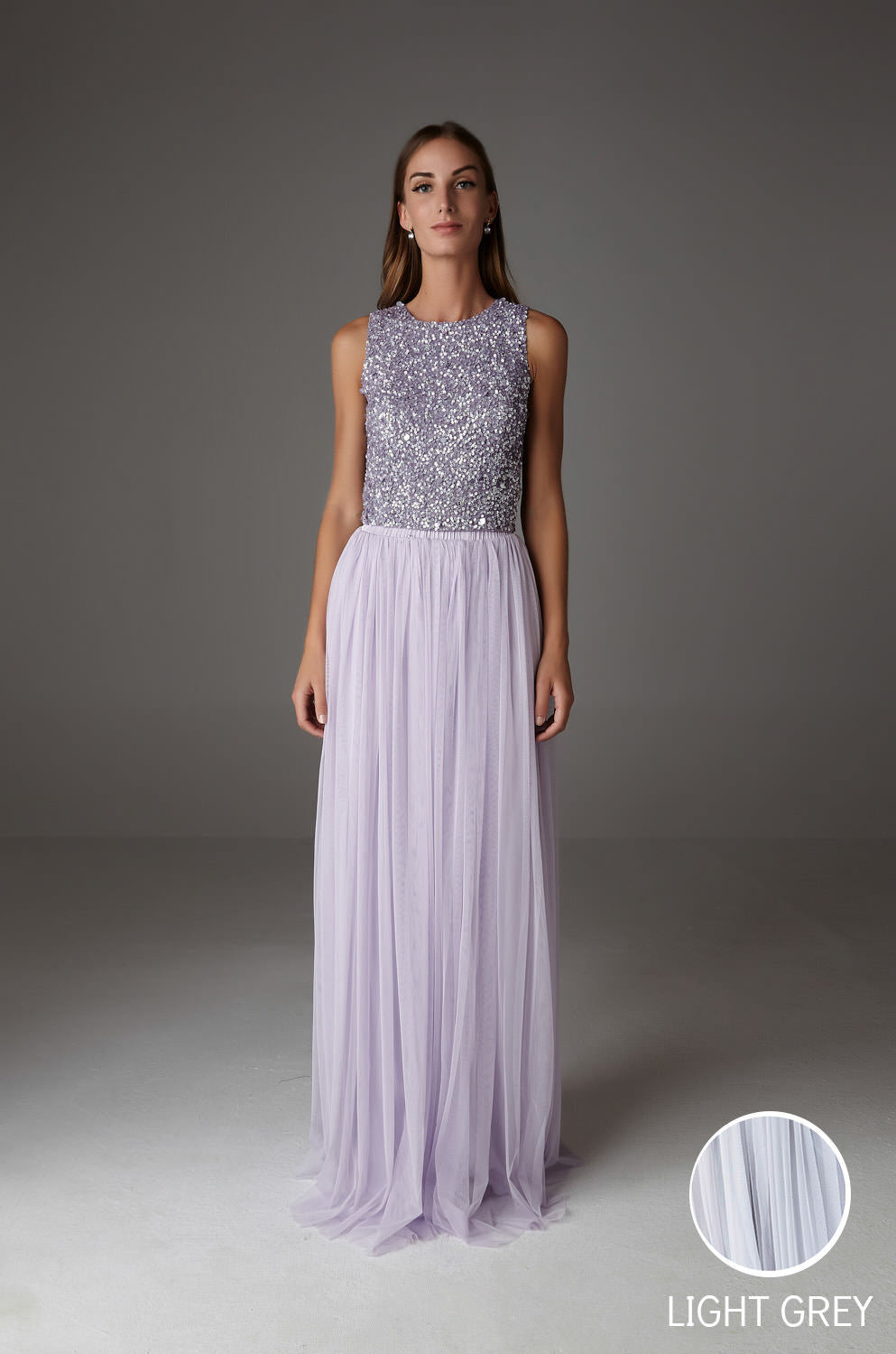 INES MAXI SKIRT LIGHT GRAY