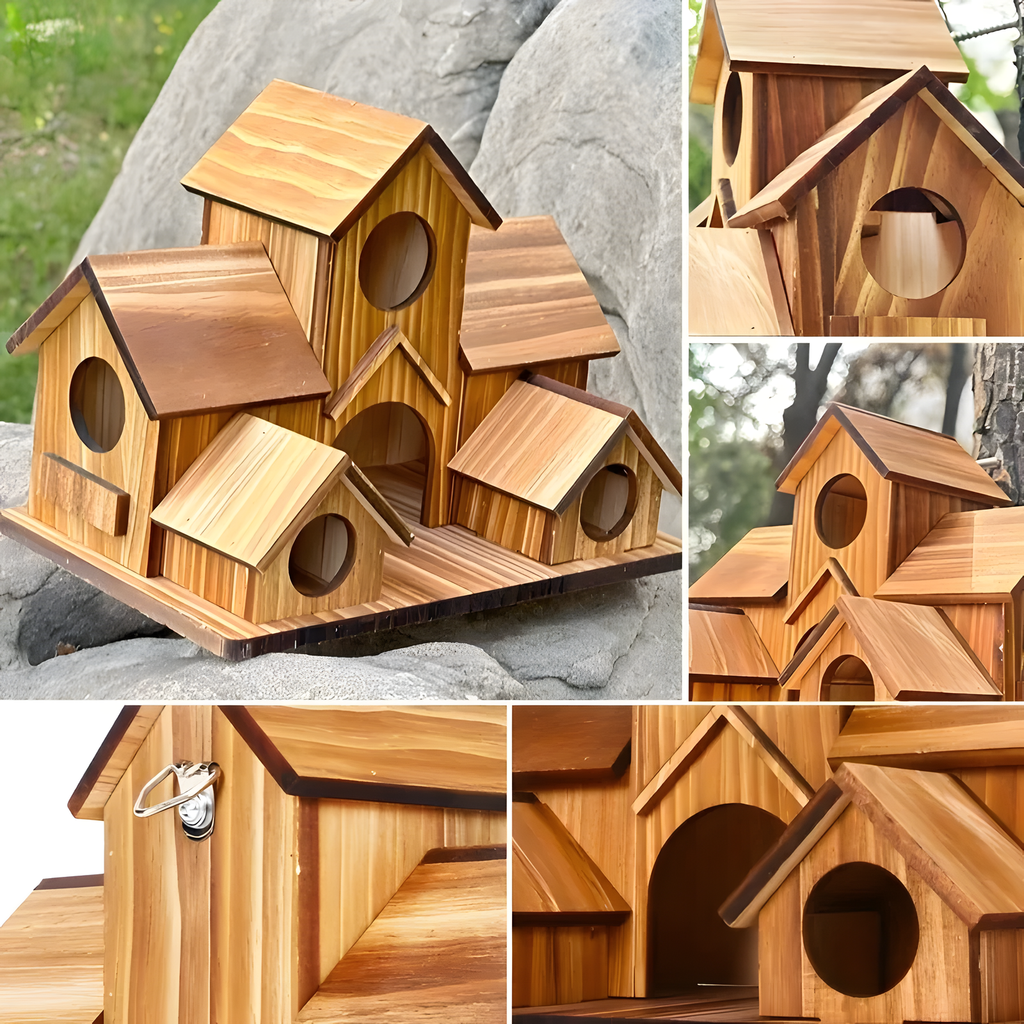 Wooden Multi-House Bird Shelter