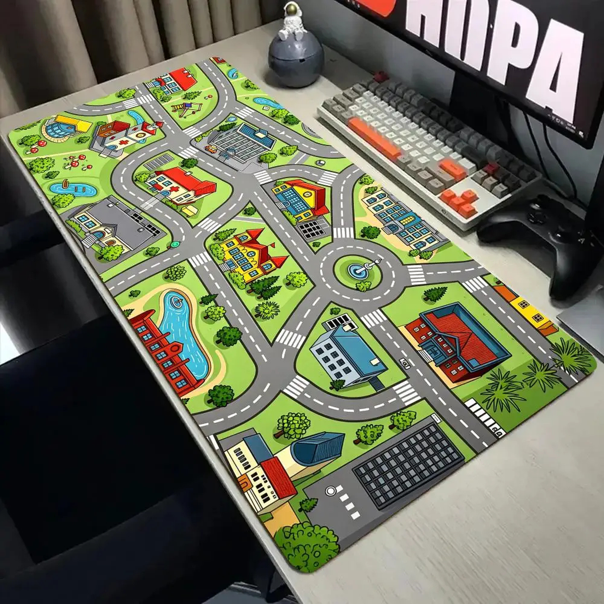 Cartoon City Road Desk Mat