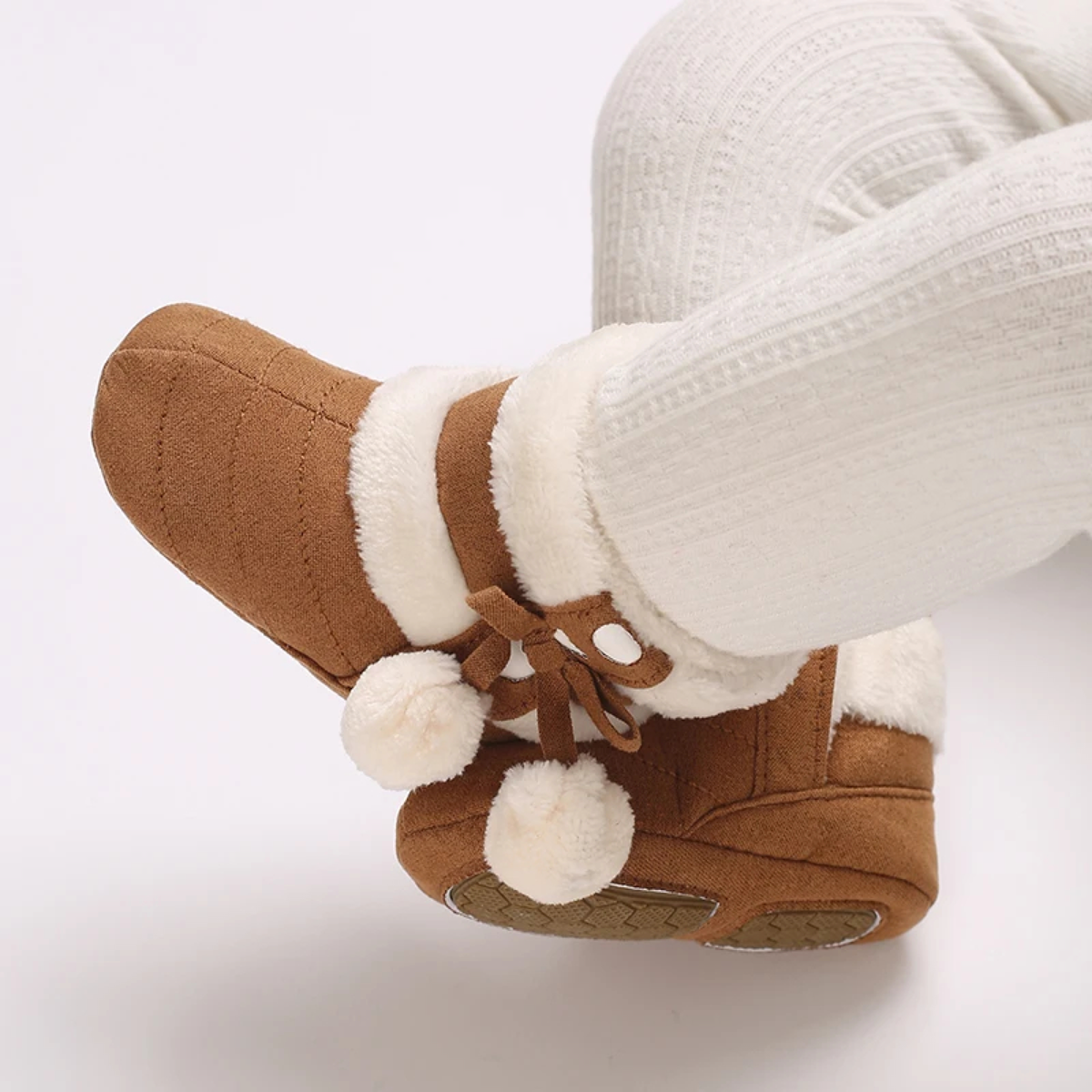 Heart Bow Pom-Pom Baby Boots