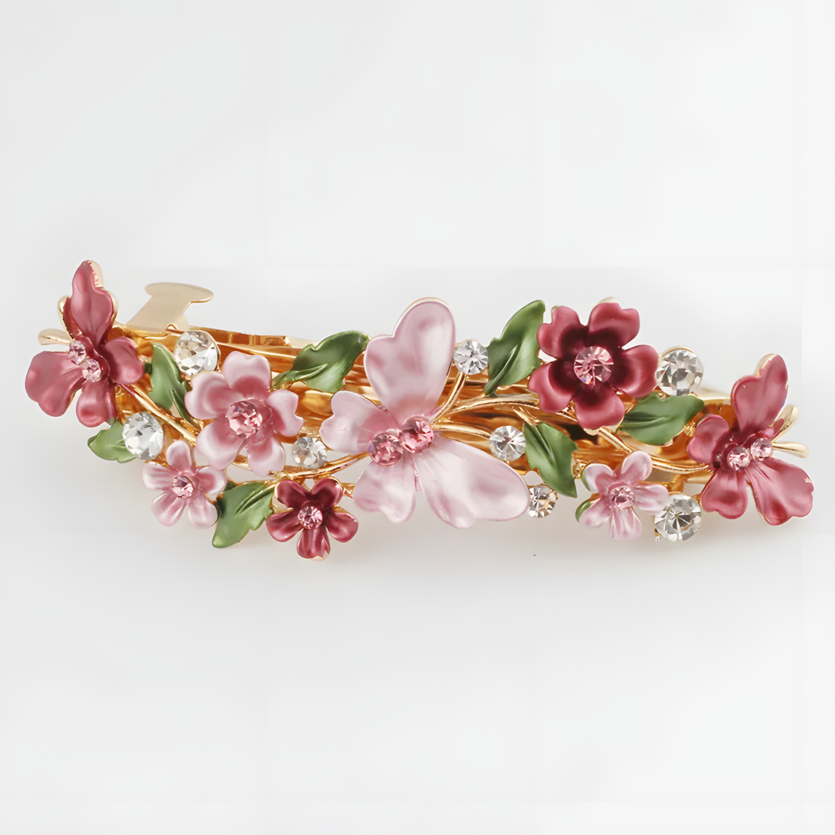 Enamel Flower Rhinestone Barrette