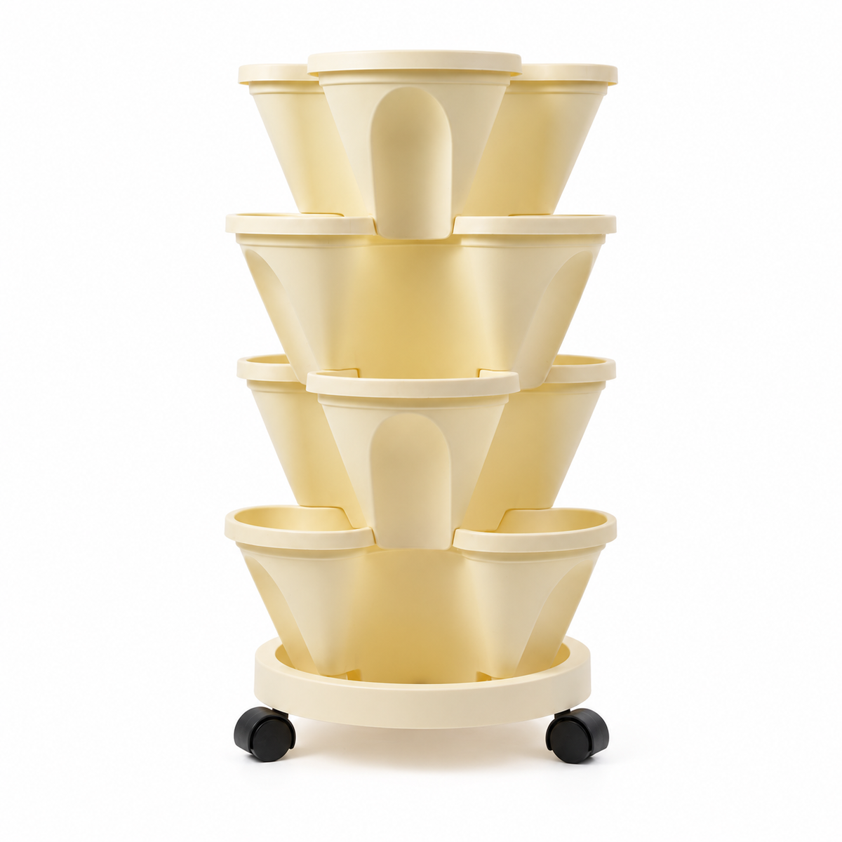 Rolling Three-Pocket Planter Tower