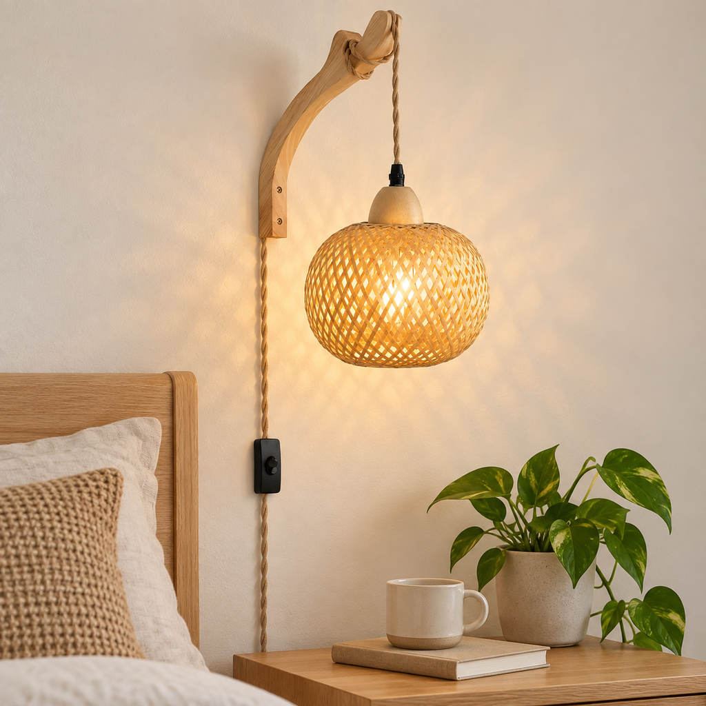 Plug-In Bamboo Wall Sconce