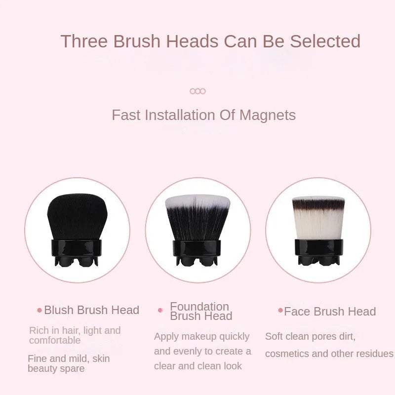 Electric Automatic 360 Degree Rotating Makeup Brush 3 in 1 Foundation Concealer Blush Brushes with Case