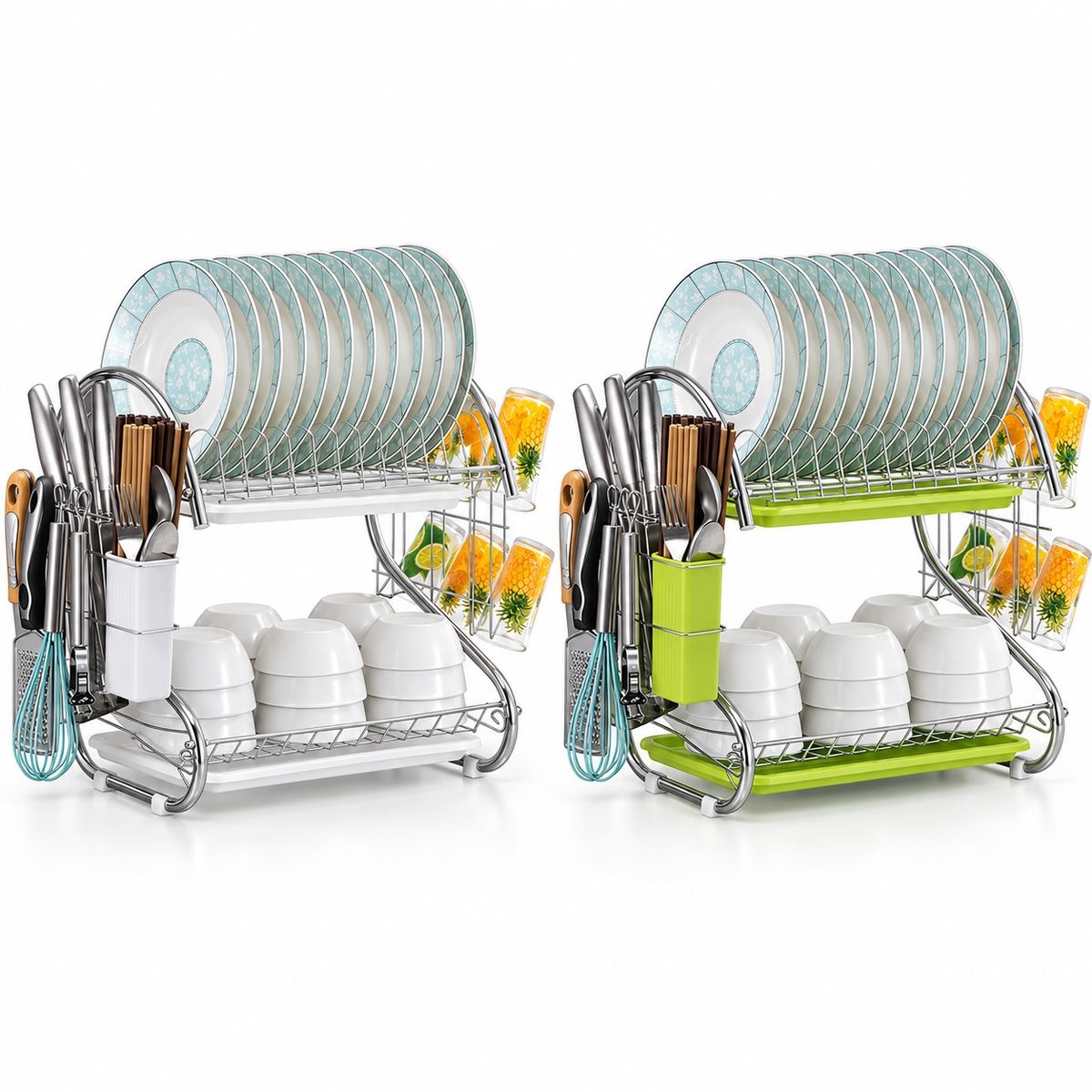 Tiered Dish Rack with Side Holders
