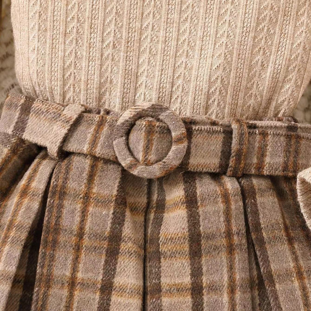 Girls Knit Top and Plaid Skirt Set