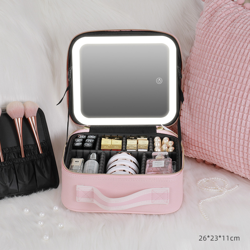 Kosmetiktasche mit LED-Licht und Vollbildspiegel