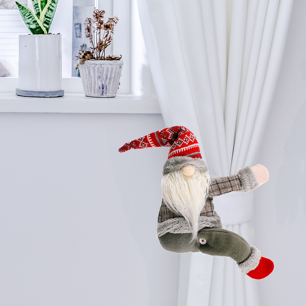 Red-Hat Christmas Gnome Curtain Tieback