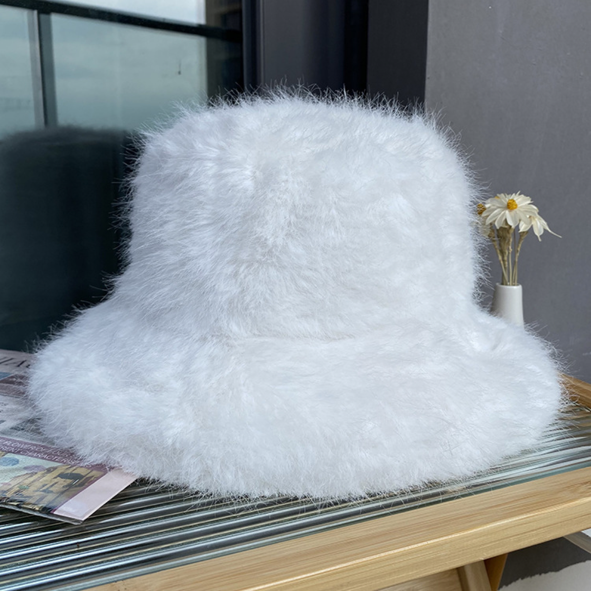 Plush Faux-Fur Bucket Hat