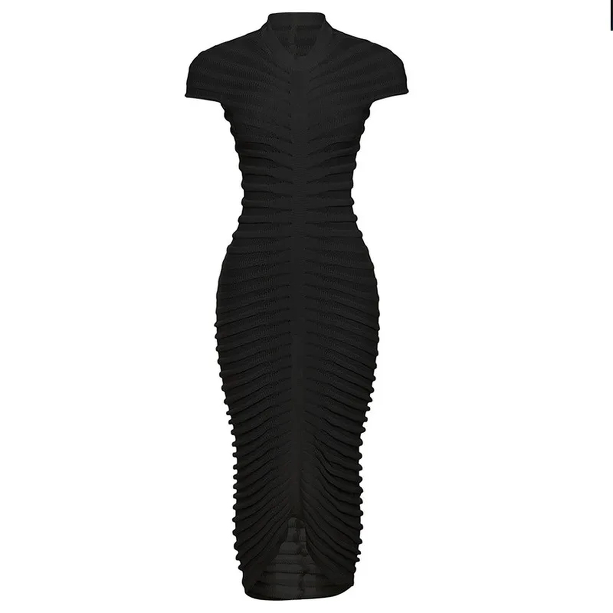 Ruched Short-Sleeve Midi Dress