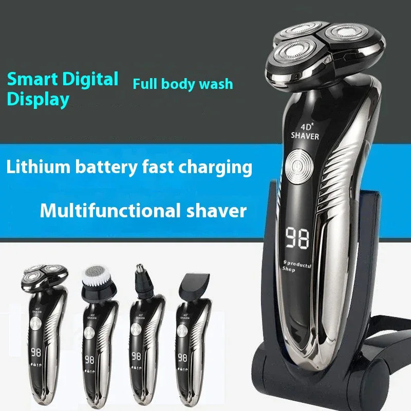 Intelligent Digital Display Four-In-One Electric Rechargeable Waterproof Shaver